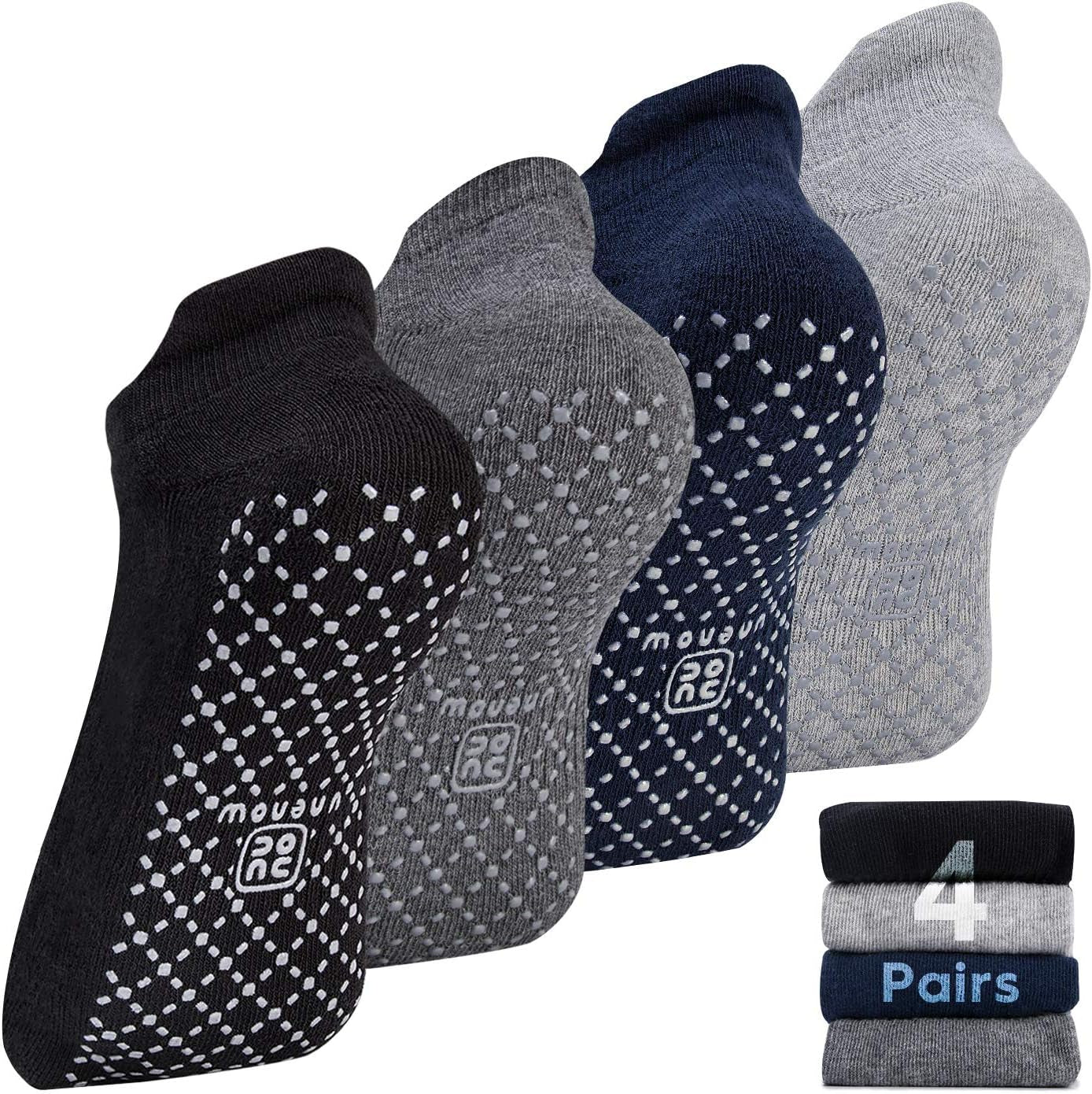 Unisex Non Slip Grip Socks with Cushion for Yoga, Pilates, Barre, Home & Hospital