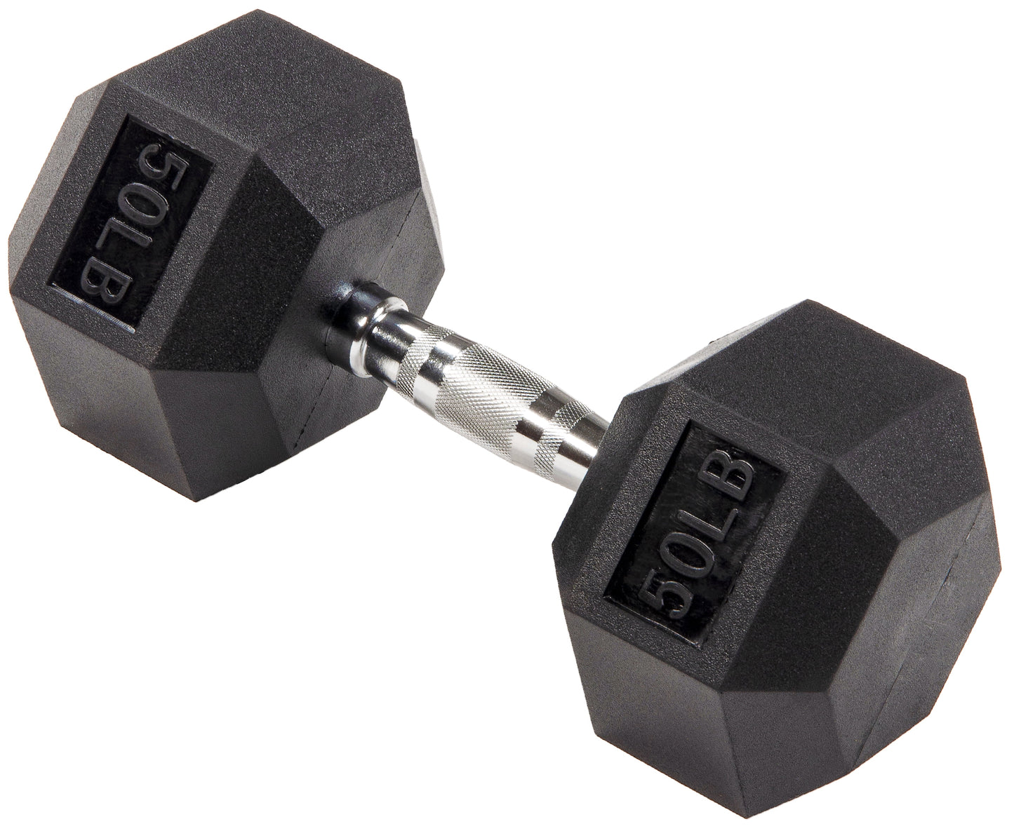 Rubber Encased Hex Dumbbell, Black, 10 Lb