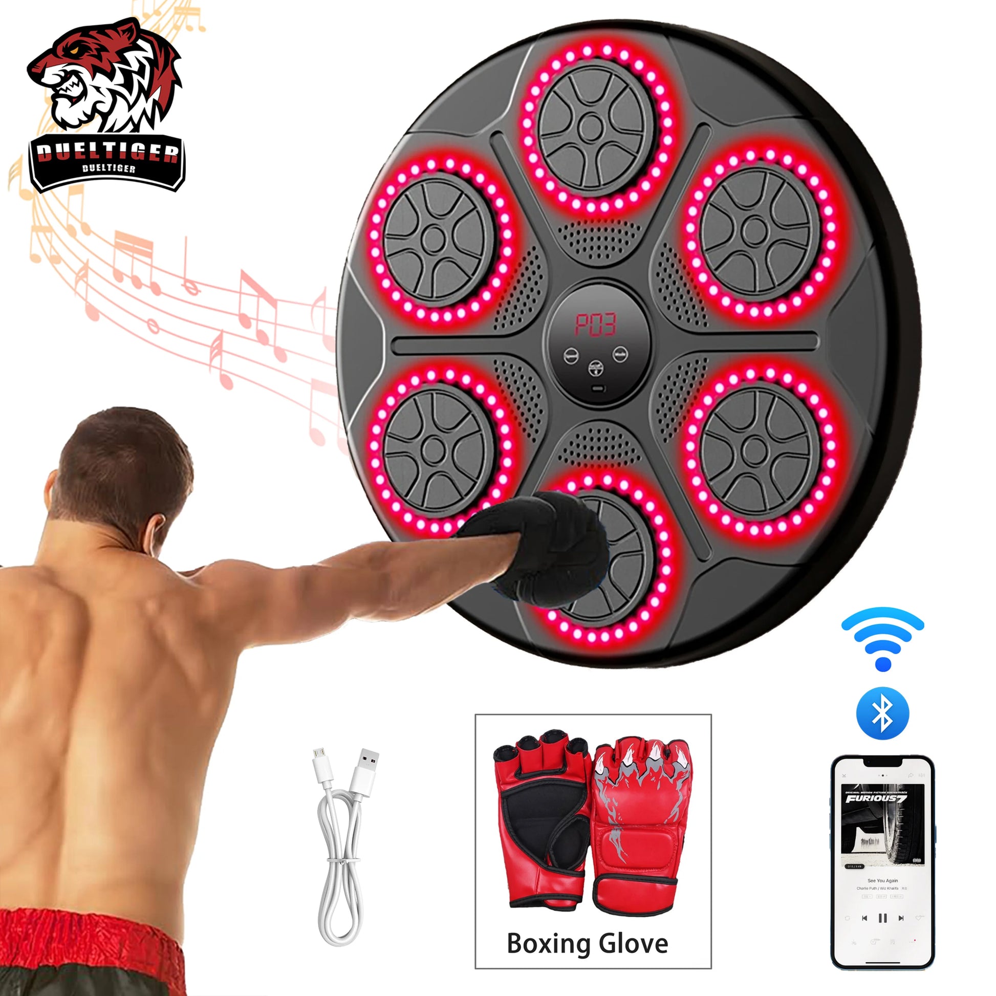 New Music Boxing Machine Smart Bluetooth Wall Mounted Music Boxing Trainer Gym Home Electronic Boxing Target Punching Equipment