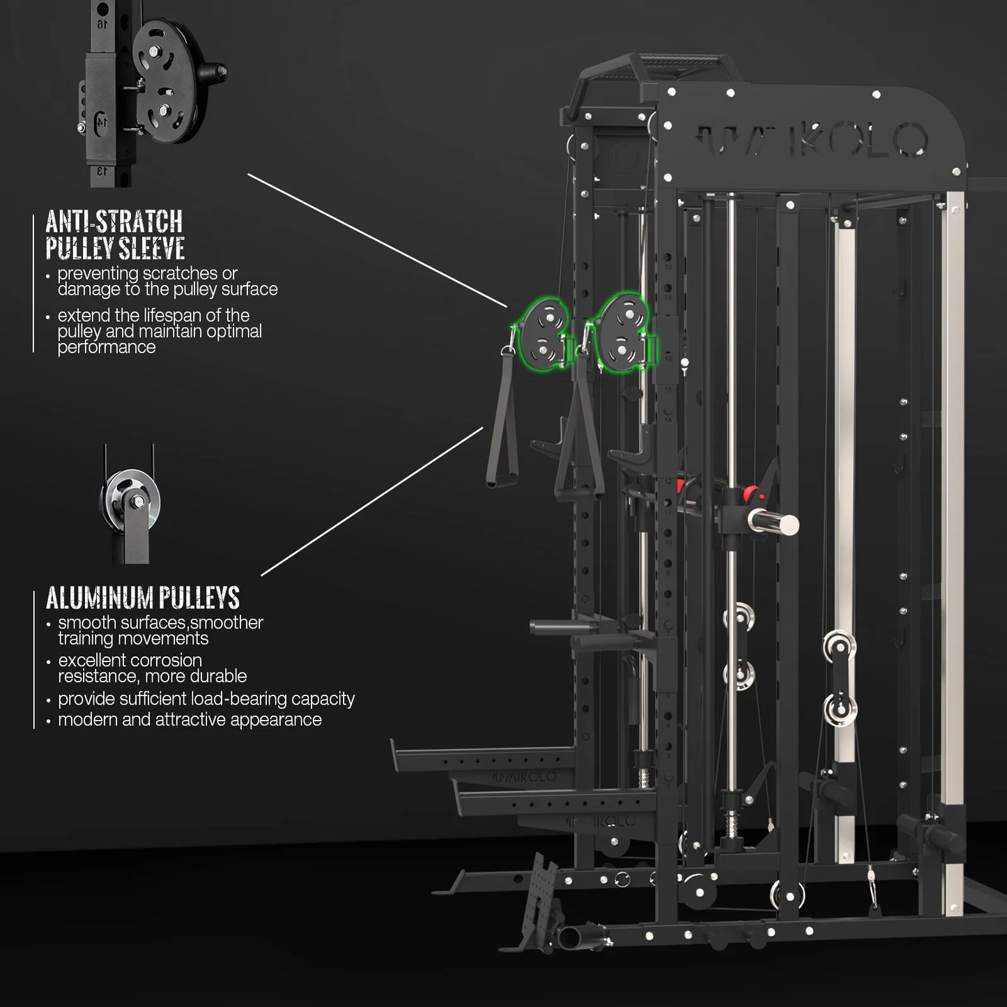 Smith Machine Home Gym, 2100LBS Smith Rack with Cable Crossover and 800LBS Weight Bench, Home Gym Equipment