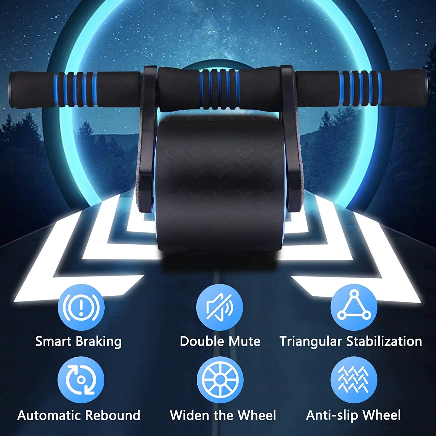 Automatic Rebound Ab Roller Wheel Double Wheel Abdominal Trainer for Home Fitness